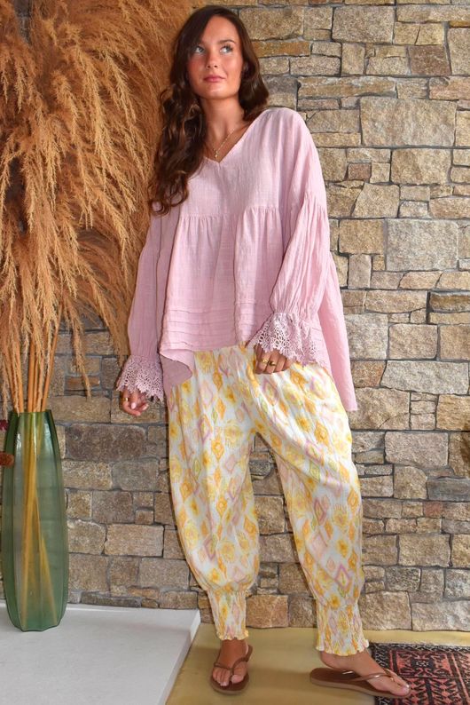 Sundaze Cheesecloth Vintage Artist Smock Rose